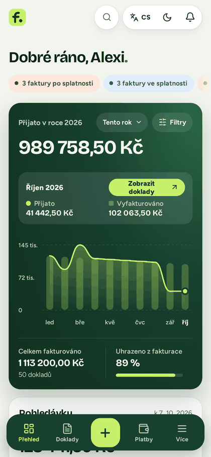 Stejný přehled v telefonu.